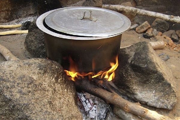 pot cooking on fire